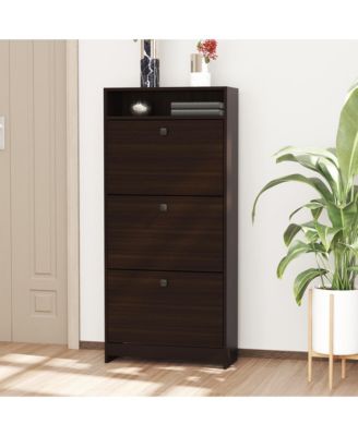 Shoe Storage Cabinet with 3 Large Fold-Out Drawers,