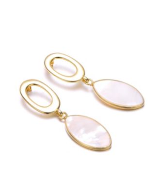 Sterling Silver with 14K Gold Plated Pearl Drop Earrings