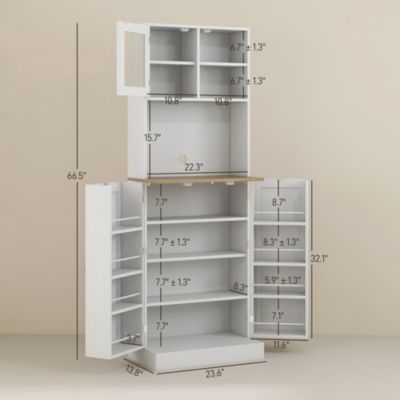 66.5" Kitchen Pantry Storage Cabinet with Microwave Sd,