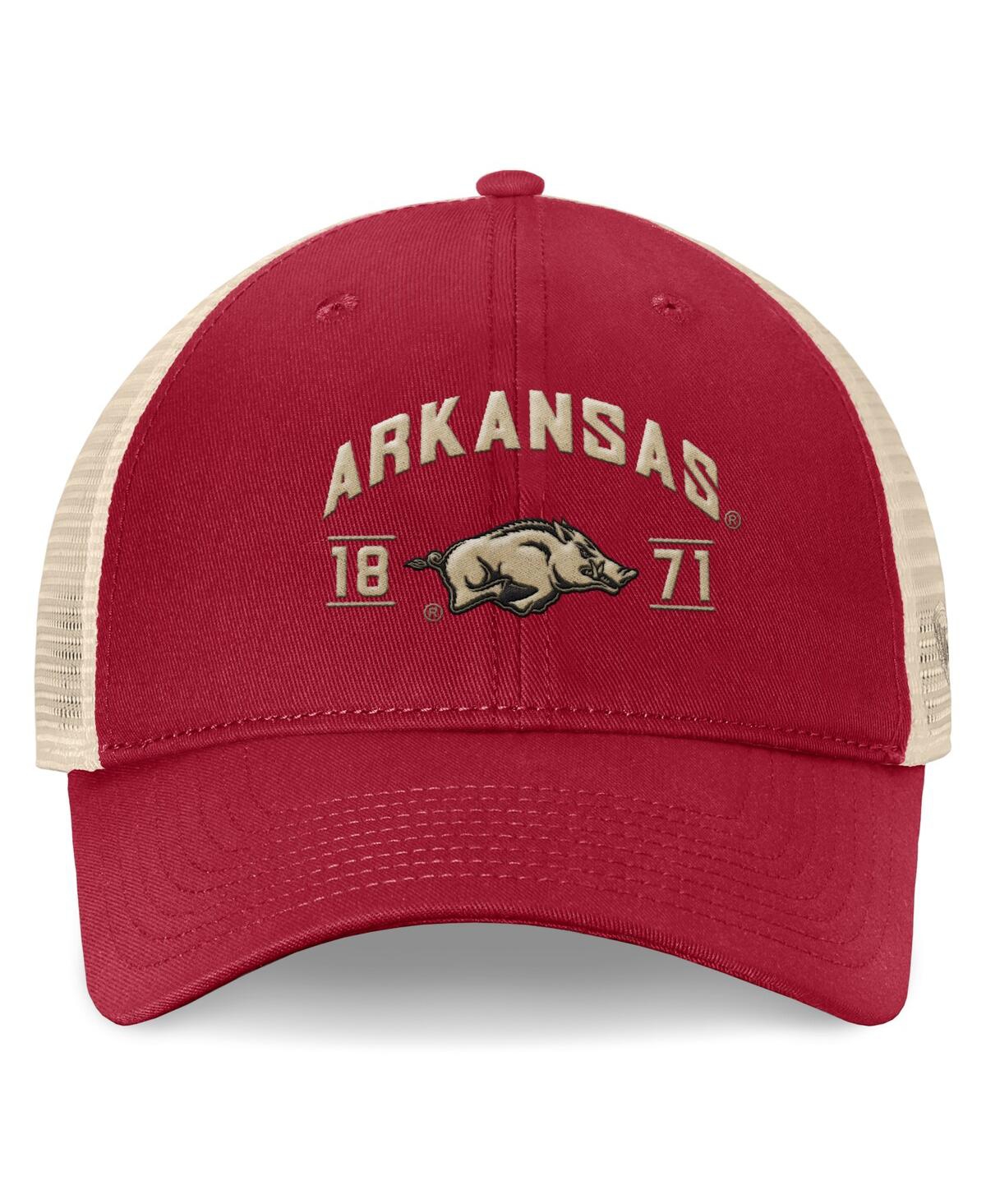 Top Of The World Men's Cardinal Arkansas Razorbacks Heritage Waylon Trucker Adjustable Hat In Cardinal,natural