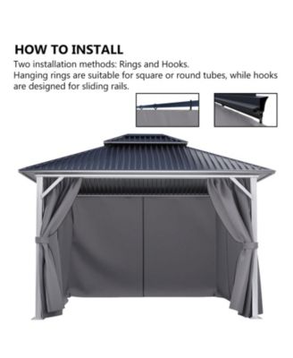 Gazebo Curtain Replacement - Universal 4-Panel Sidewalls 10' x 13', Patio Privacy Curtains with Double Zipper, UV Resistant, Perfect for Outdoor Canopy, Garden, and Backyard (Curtain Only) Grey