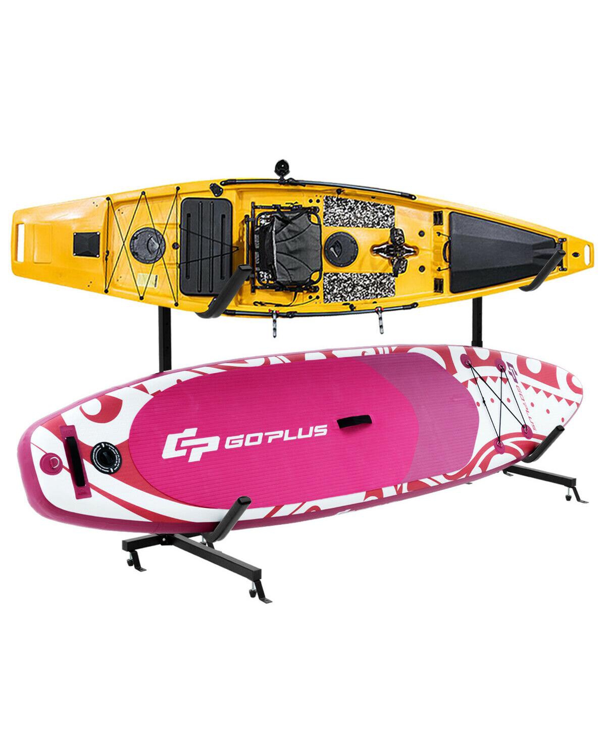 Sugift Freestanding Height Adjustable Dual Kayak Storage Rack