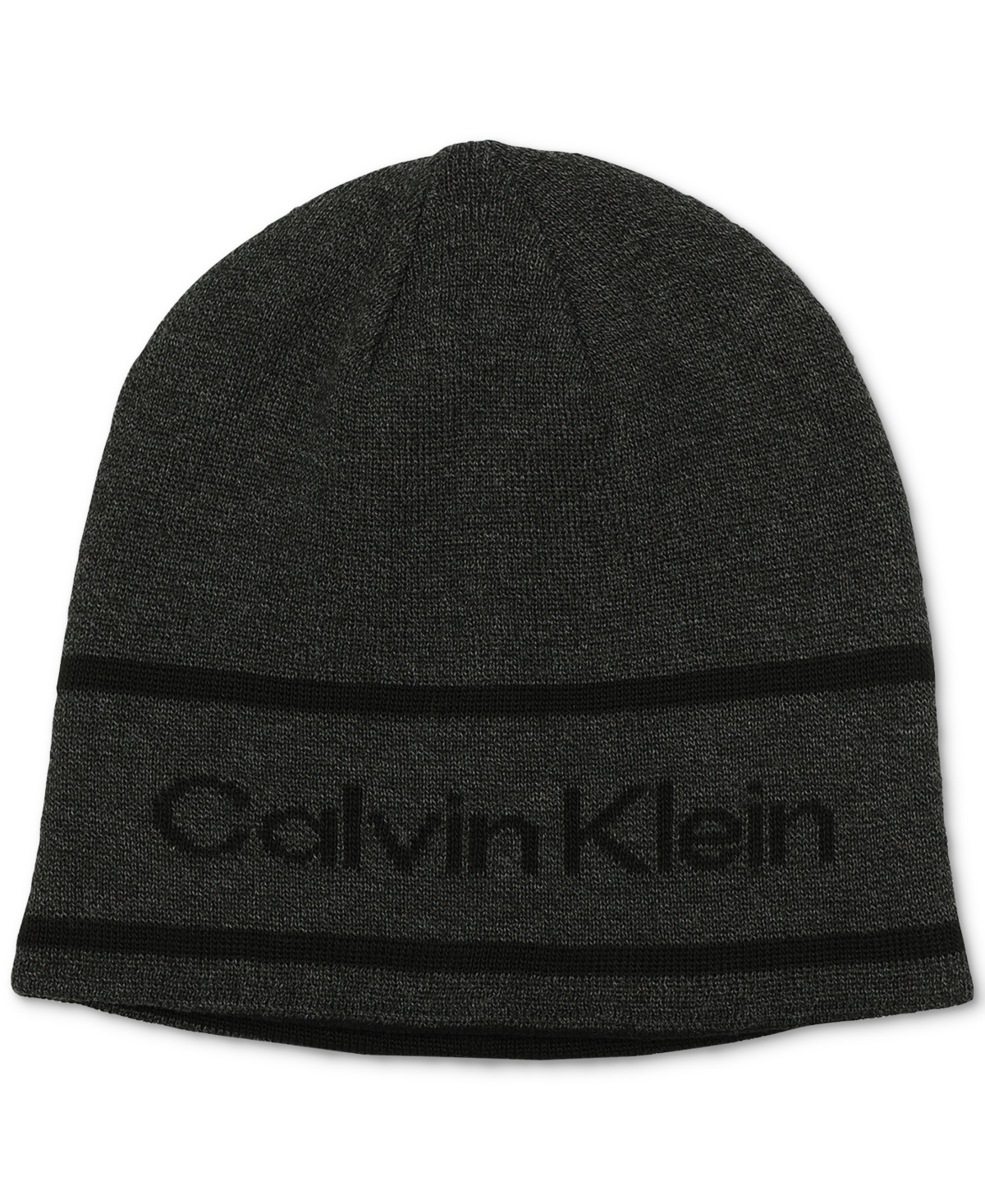 Calvin Klein Men s Jacquard Stripe Logo Beanie In Charcoal ModeSens