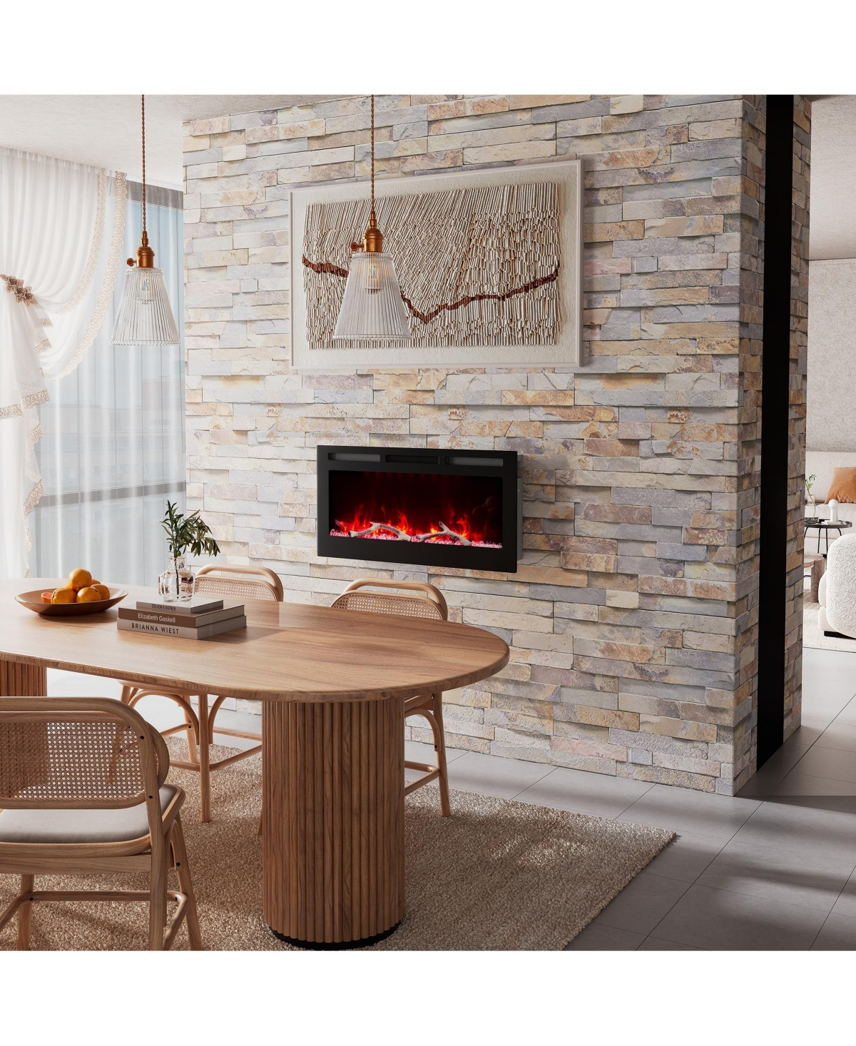 Boyel Living 60 in. Freestanding Versatile Installation Electric Fireplace with Multi-Color Flame - Black