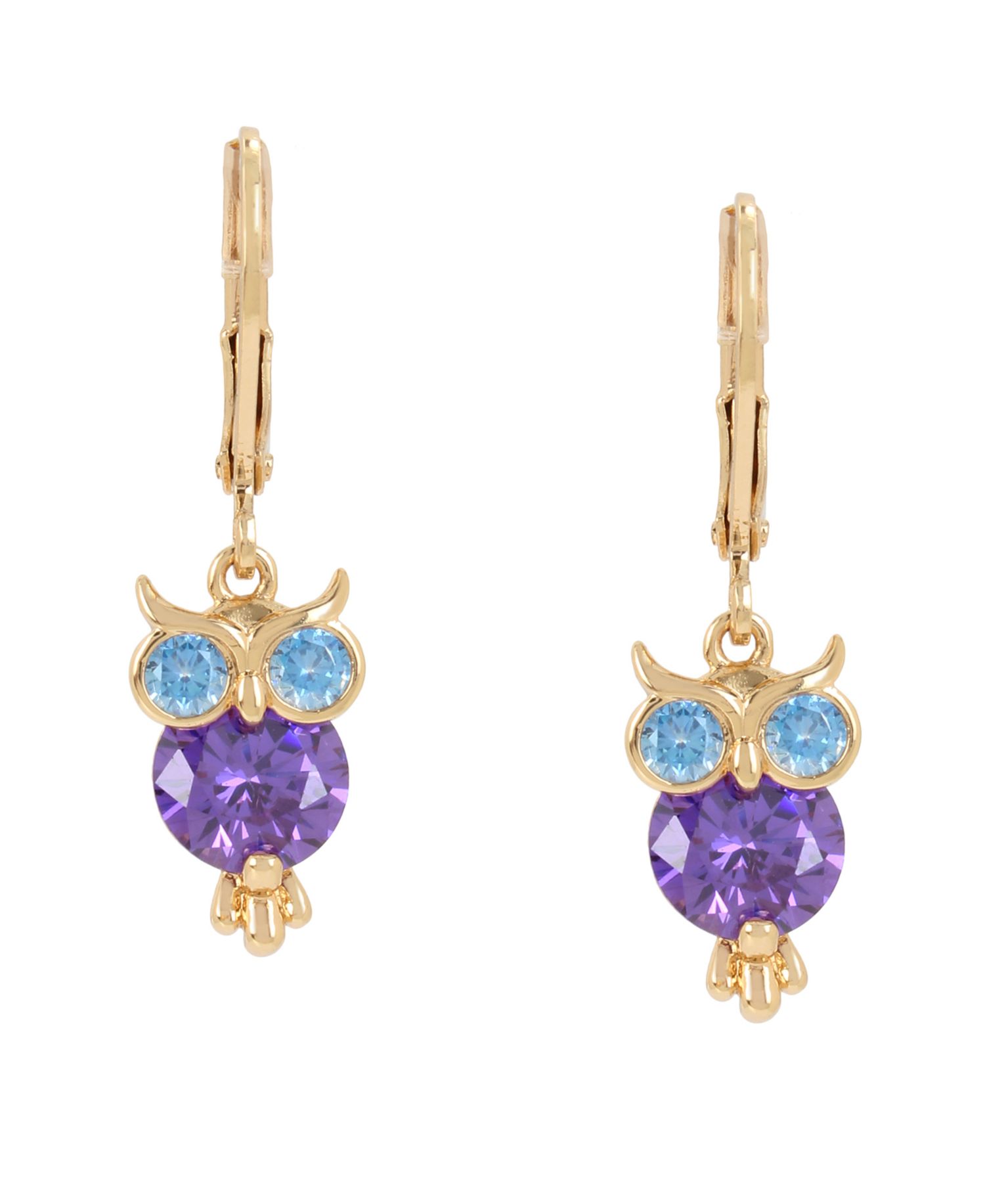 Cubic Zirconia Owl Drop Earrings