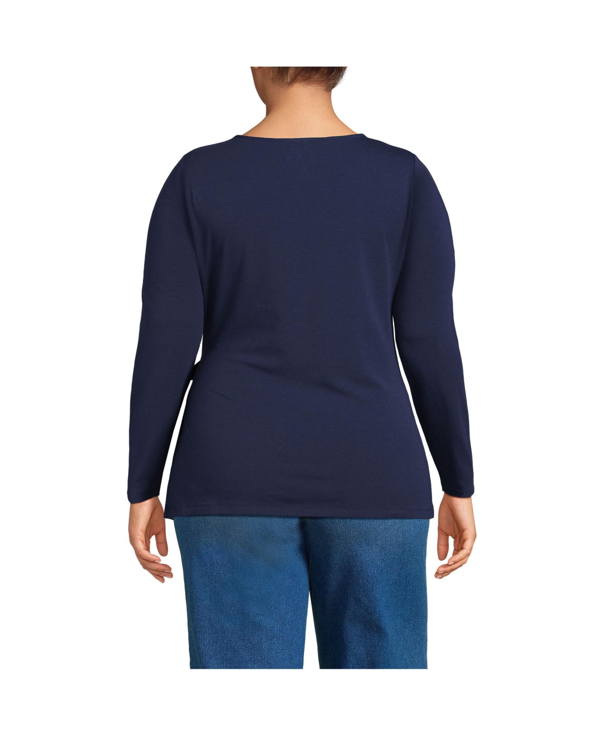 Lands' End Plus Size Long Sleeve Lightweight Tie Front Top