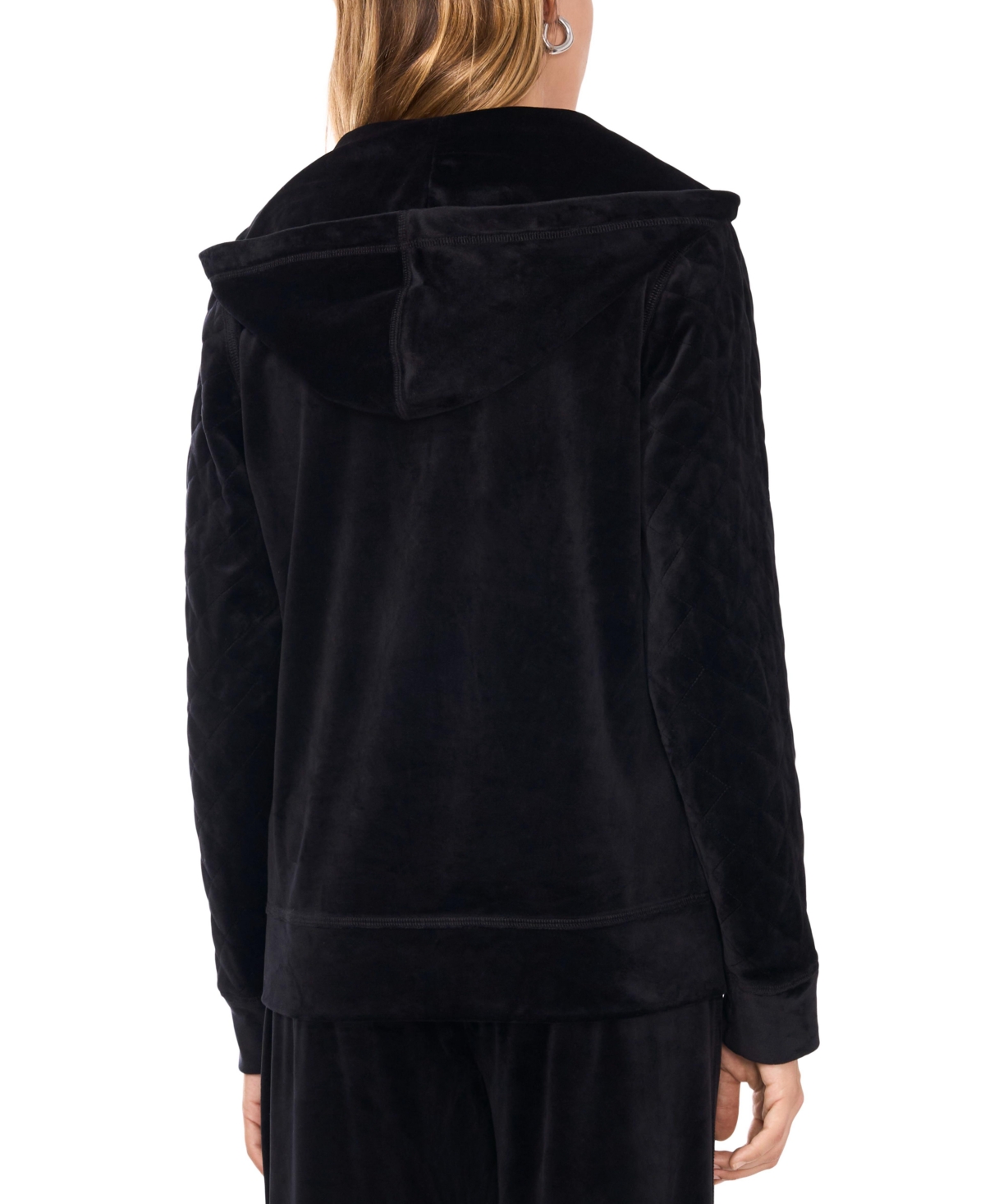 Vince Camuto Women's Velour Quilted-Sleeve Hoodie