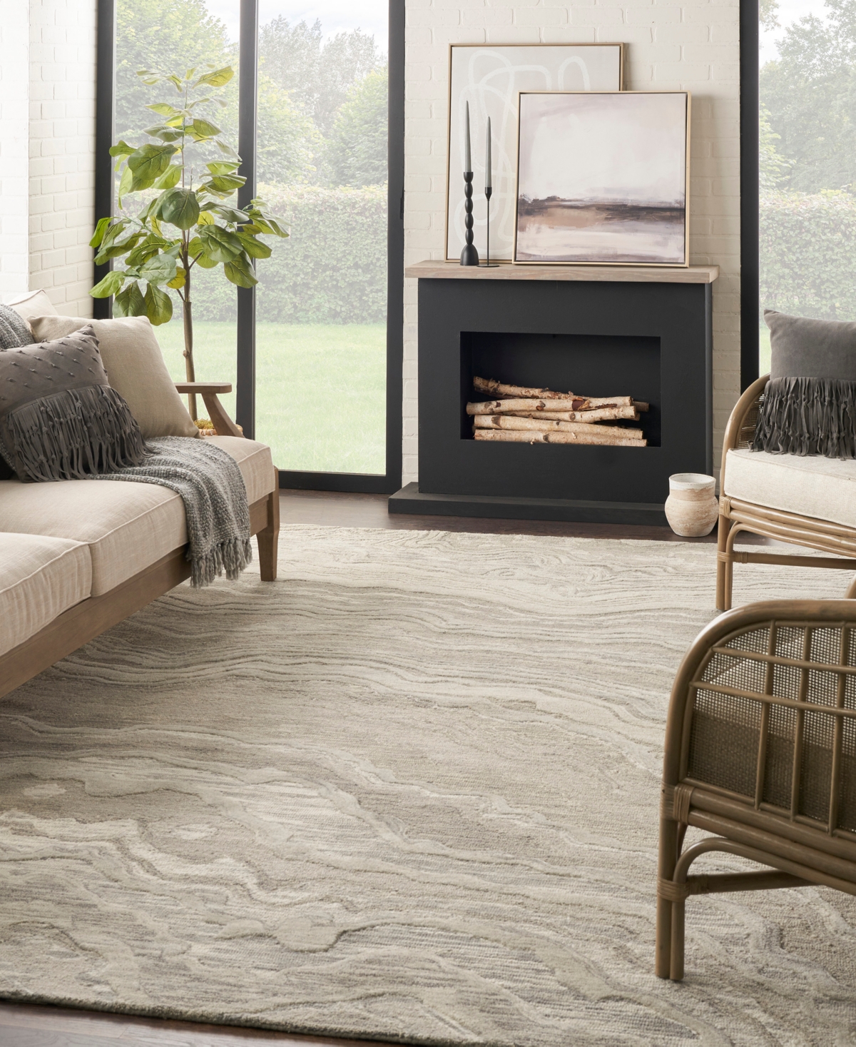 Nourison Home Graceful Gru01 7'9"x9'9" Area Rug In Gray