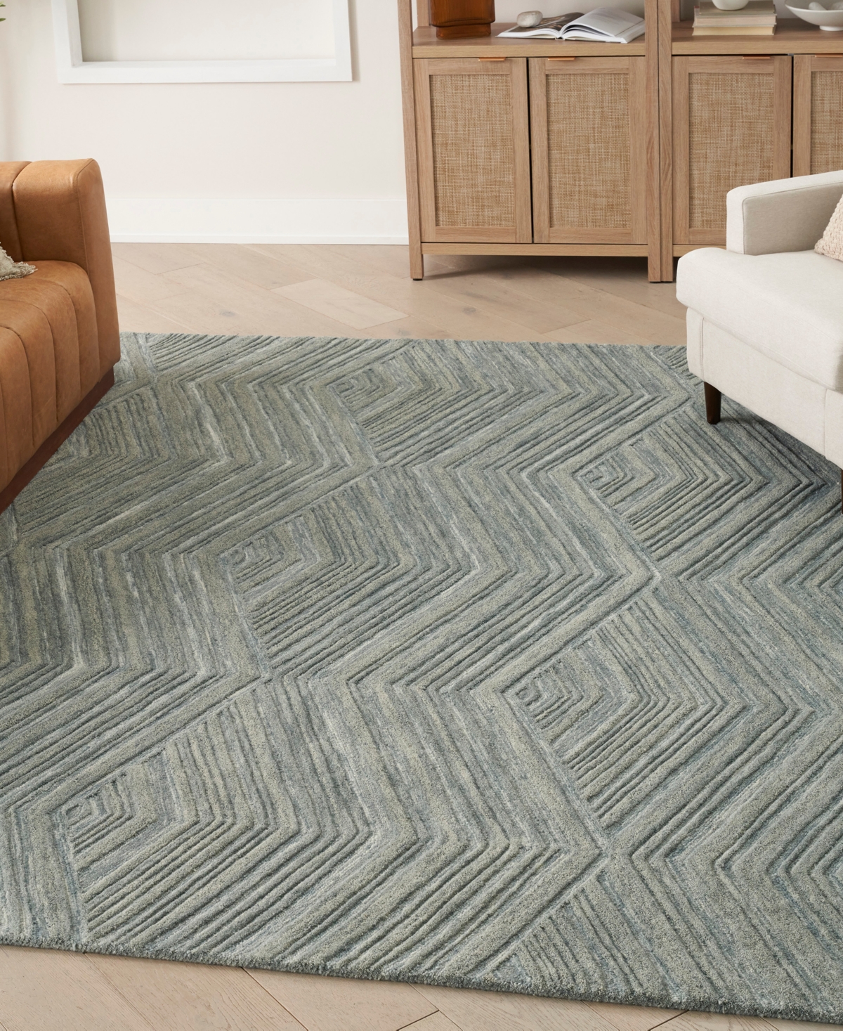 Nourison Home Graceful Gru03 5'3"x7'3" Area Rug In Blue