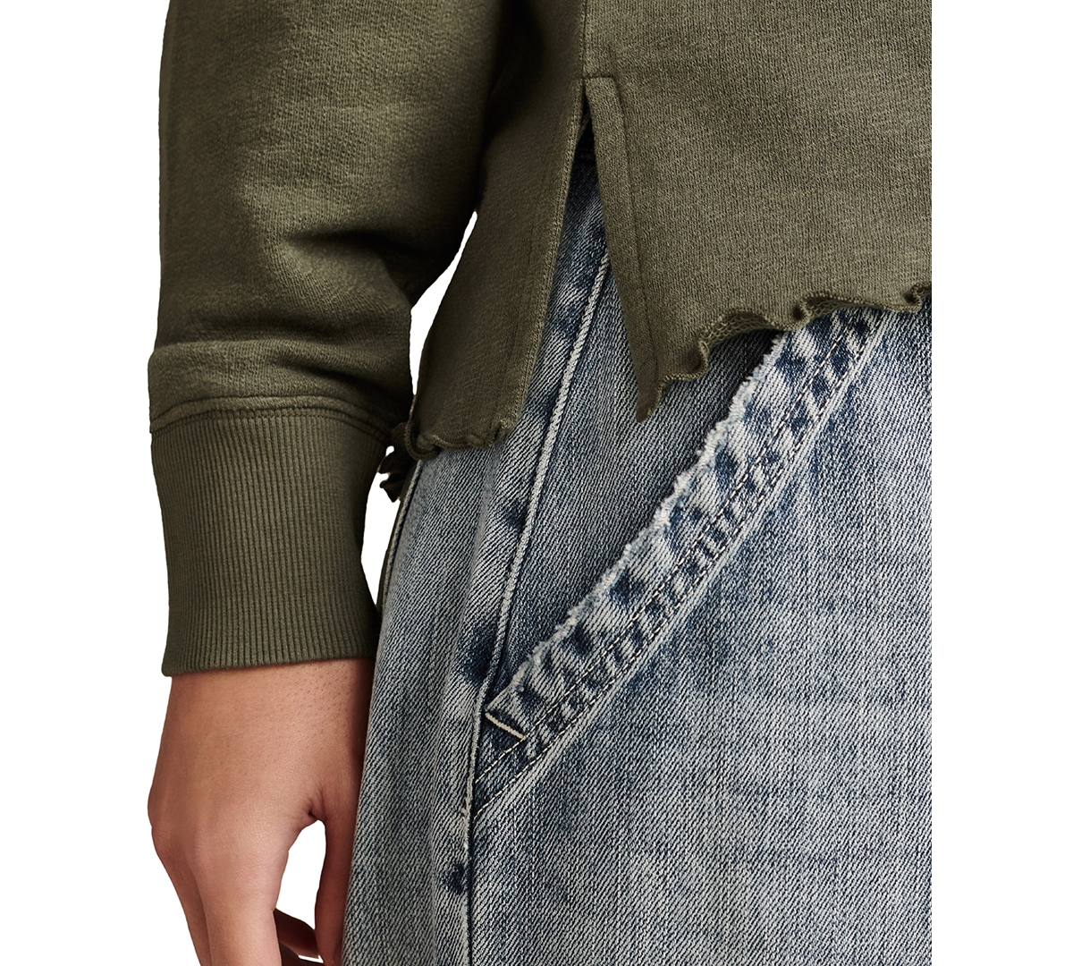 Lucky Brand Women's Lettuce-Edge Knit Hoodie