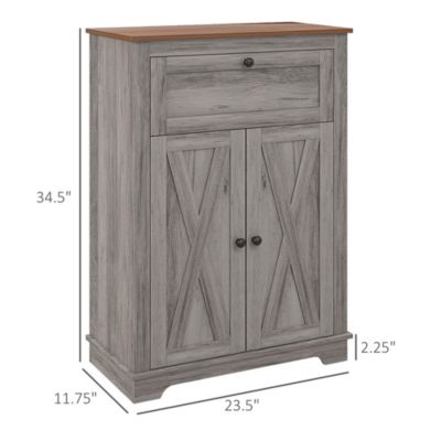 Farmhouse Storage Cabinet with Drawer and Doors, Light