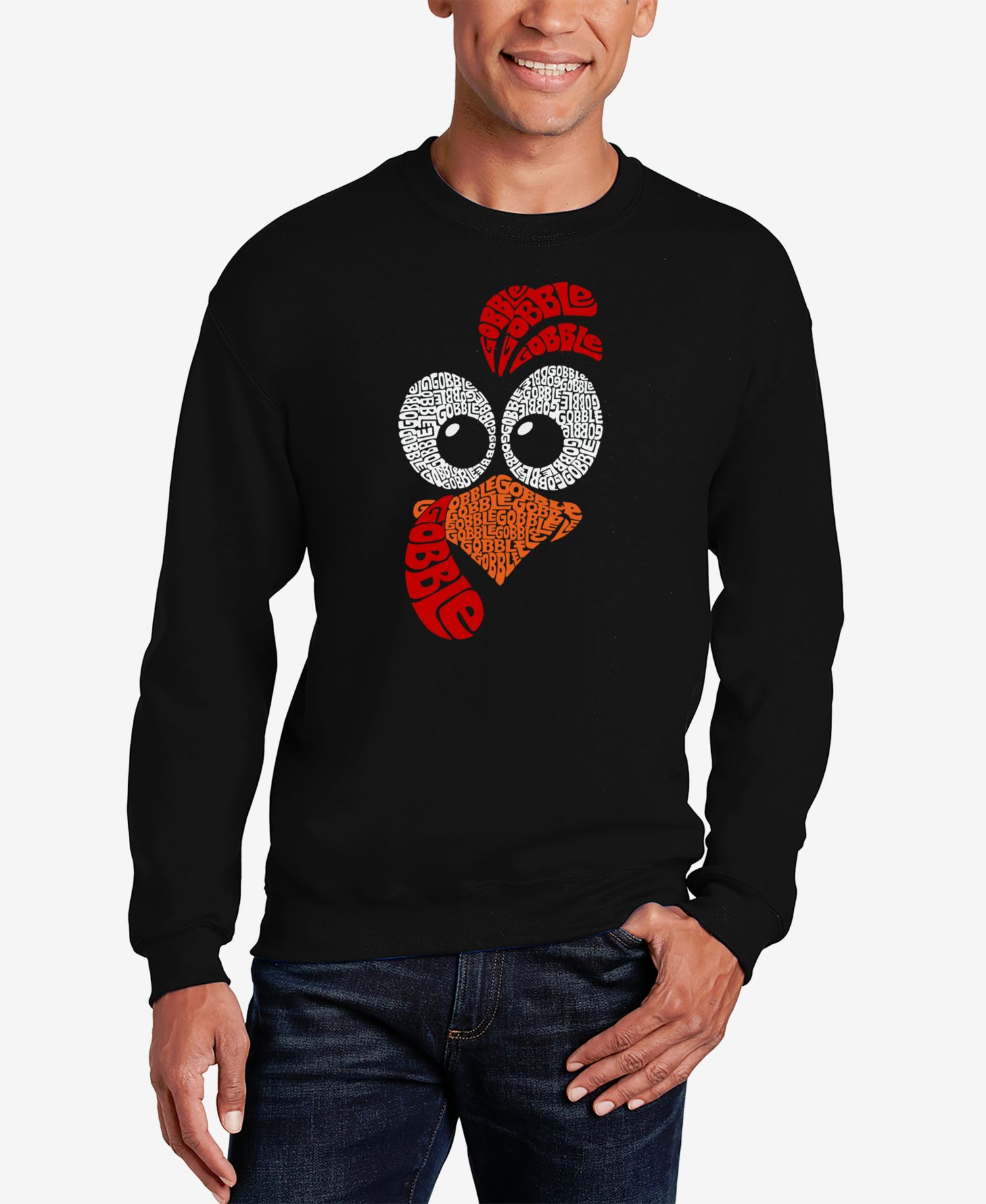 Men's Turkey Face Word Art Crewneck Sweatshirt