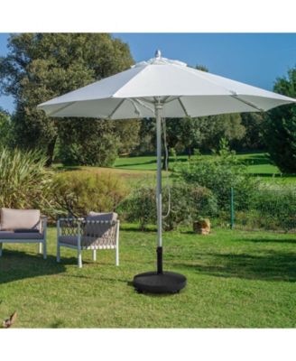 50 LBS Patio Wicker Style Resin Umbrella Base Stand Heavy Duty with Wheels