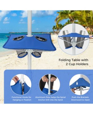 Beach Canopy Tent with Detachable Sidewall and Folding Table-Blue