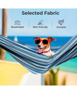 Portable Indoor Outdoor 2-Person Double Hammock Set with Stand and Carrying Cases-Blue