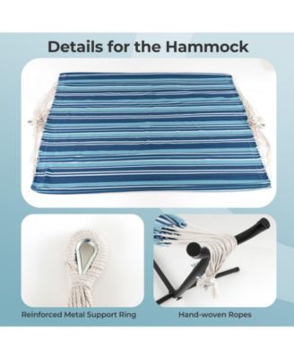 Portable Indoor Outdoor 2-Person Double Hammock Set with Stand and Carrying Cases-Blue