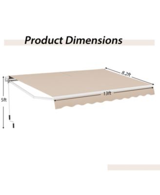 13 × 8 Feet Retractable Patio Awning Aluminum Deck Sunshade-Beige