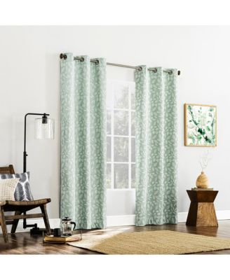 Satti Embroidered Leaf 100% Blackout Grommet Curtain Panel