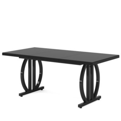 Executive Desk, 63 inch Large Modern Computer Desk with Metal Geometric Base, Conference Table for 4-6 People