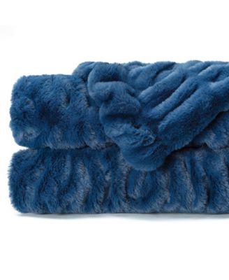Premium Ruched Faux Fur & Mink Reversible Blanket, Throw