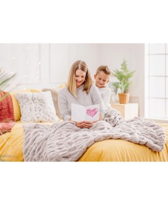 Premium Ruched Faux Fur & Mink Reversible Blanket, Throw