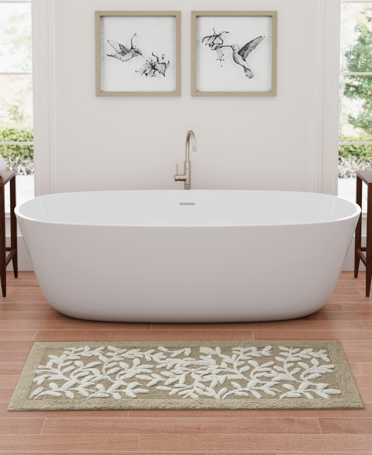 Madison Park Serene Cotton Tufted Bath Rug, 24" X 60" In Taupe