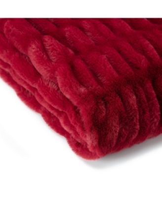 Premium Ruched Faux Fur & Mink Reversible Blanket, Throw