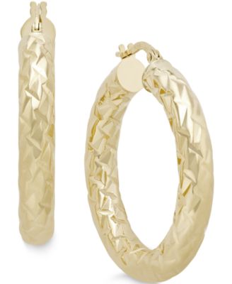 Italian Gold - Diamond-Cut Hoop Earrings in Italian 14k Gold