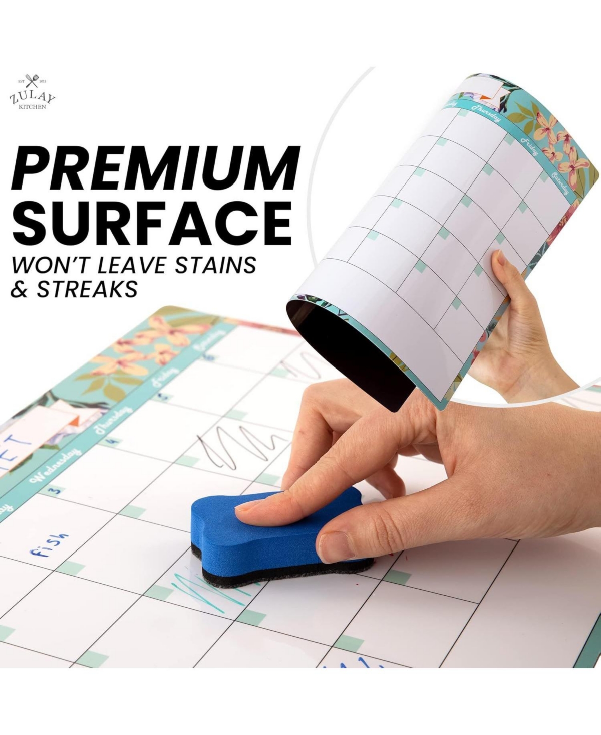 Zulay Kitchen Magnetic Dry Erase Calendar Whiteboard Kit For Fridge