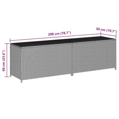 Storage Chest Black Poly Rattan, Powder-Coated Steel Large