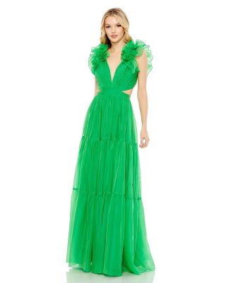 MAC DUGGAL ★ワンショルダーカットアウトフローリーガウン Mac Duggal Women's Tied One Shoulder Cut-Out Flowy Gown - Macy's