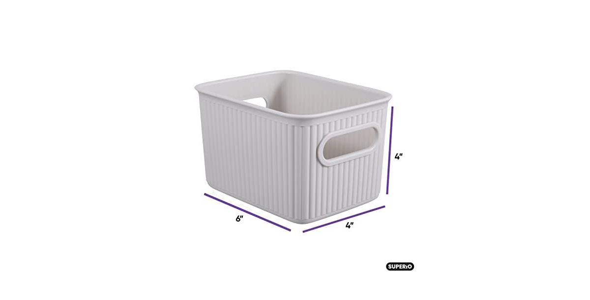 Superio Decorative Plastic Storage Bin for Home, 1.5 Liter - Smoke white