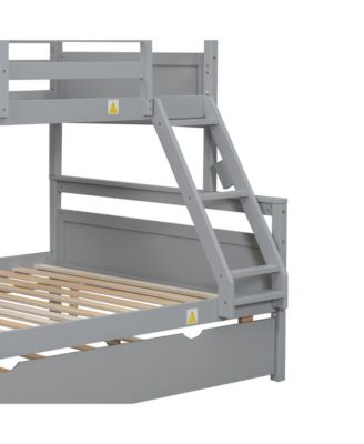 Streamdale Twin/Full Bunk Bed, Trundle, Safety Rails, Gray