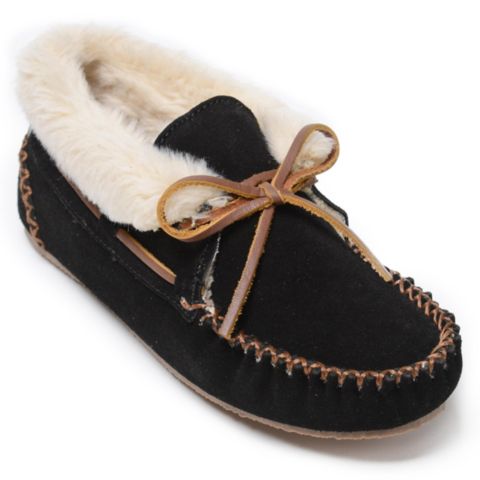 Женские ботинки Minnetonka Chrissy Suede Slipper Booties, цвет: Чёрный
