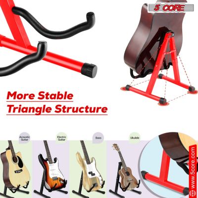 Double Guitar Stand Floor Adjustable Heavy Duty A Frame Folding Acoustic Electric Bass Mandolin Banjo Violin Holder Stands