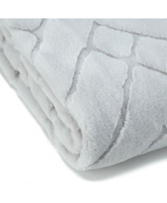 Premium Super Soft Emboss Faux Fur Silky Mink Throw Blanket Decorative Royal Soft Reversible Blanket, 50x65 Inches