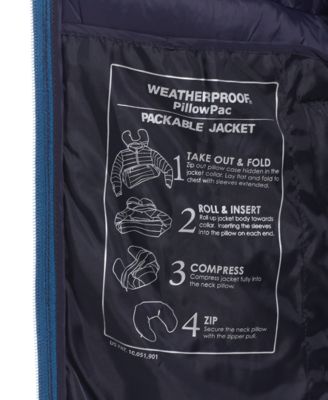 Men's Packable Neck Pillow Zip-Front Quilted Jacket