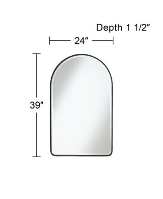 Clara Arch Top Vanity Decorative Wall Mirror Modern Beveled Matte Black Metal Frame 24" Wide for Bathroom Bedroom Living Room Home Entryway