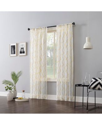 No. 918 Abstract Geometric Embroidery Semi-Sheer Rod Pocket Curtain Panel