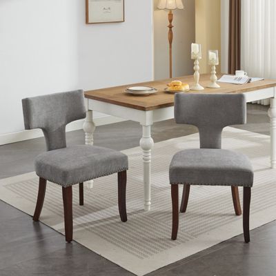 Mid Century Modern Linen Dining Chairs,Set of 2