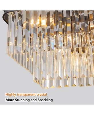 Crystal Chandelier with Adjustable Modern Industrial Design