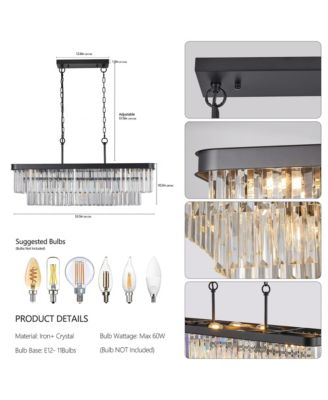 Crystal Chandelier with Adjustable Modern Industrial Design