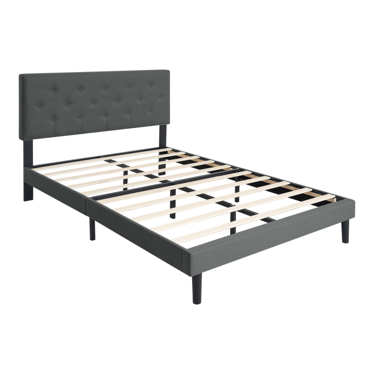 Streamdale Furniture Twin Platform Bed with Button Tufted Headboard and Wood Slats