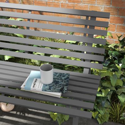 Aluminum Slatted Park Bench: 48.5" for Garden, Patio, Deck