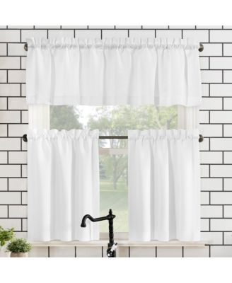 Martine Microfiber Semi-Sheer Rod Pocket Kitchen Curtain Valance and Tiers Set