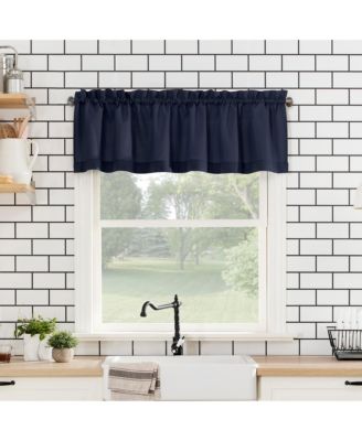 Martine Microfiber Semi-Sheer Rod Pocket Kitchen Curtain Valance and Tiers Set