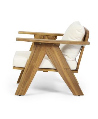 Streamdale Teak Finish Acacia Club Chairs with Cushions (Set of 2)