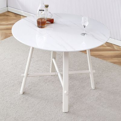Modern White Circular Dining Table (42")