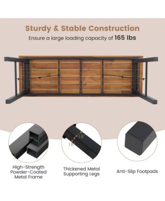 Folding Picnic Table & Bench Set Dining Table with Metal Frame for 4 or 6 Persons