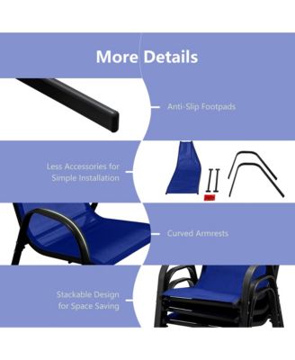 Set of 4 Patio Dining Chairs Stackable Armrest Space Saving Garden